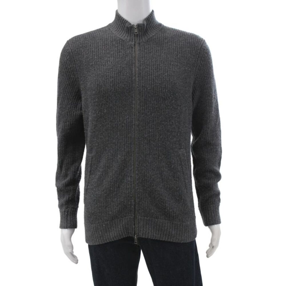 Faherty Mens Gray 70% Wool Mock Neck Cardigan Size M